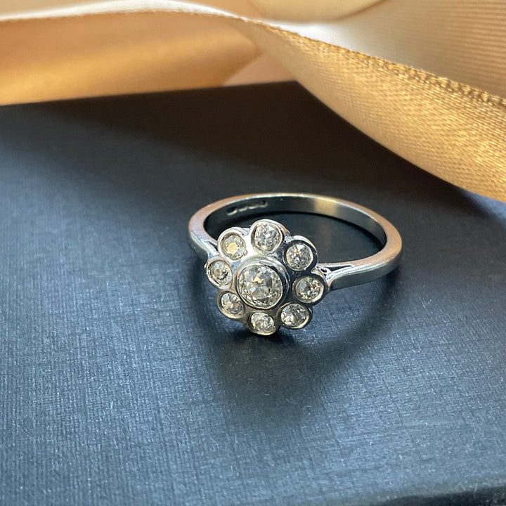 18ct White Gold Diamond Flower Cluster Ring