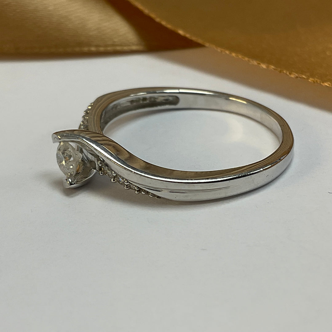 9ct White Gold Diamond Solitaire Ring