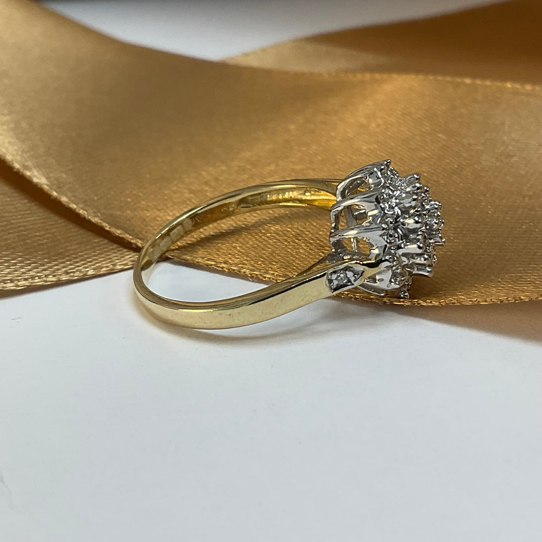 9ct Yellow Gold Diamond Cluster Ring