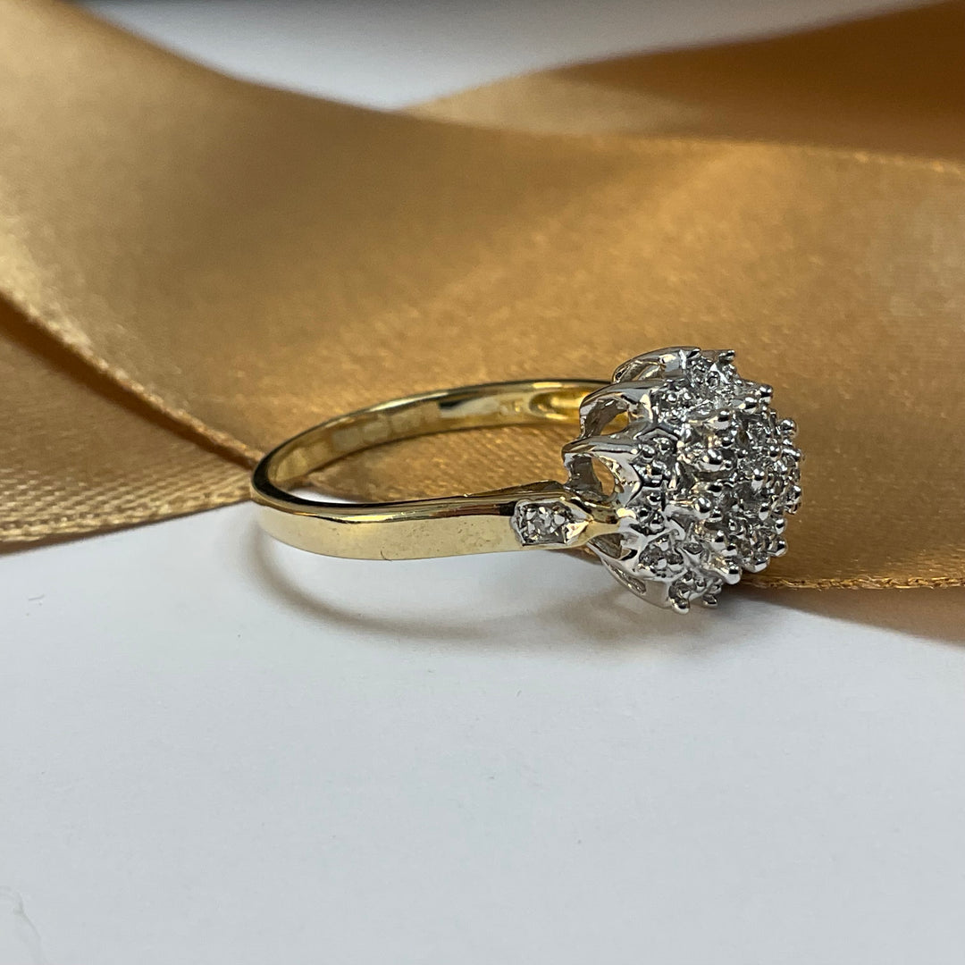 9ct Yellow Gold Diamond Cluster Ring