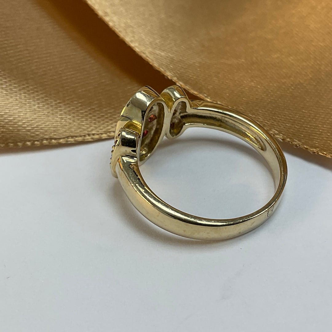 9ct Yellow Gold Citrine and Diamond Trilogy Ring