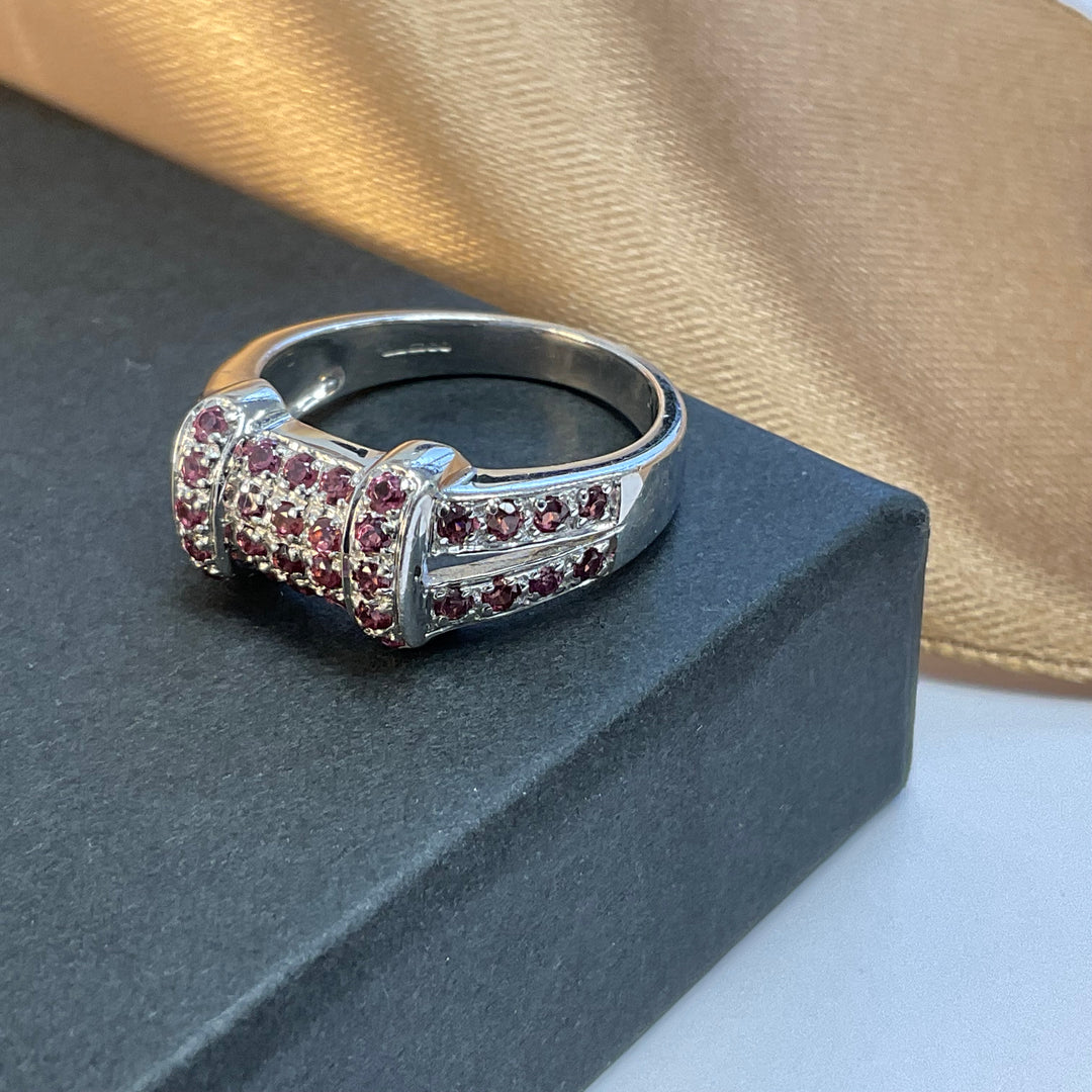 9ct White Gold Pink Sapphire Dress Ring