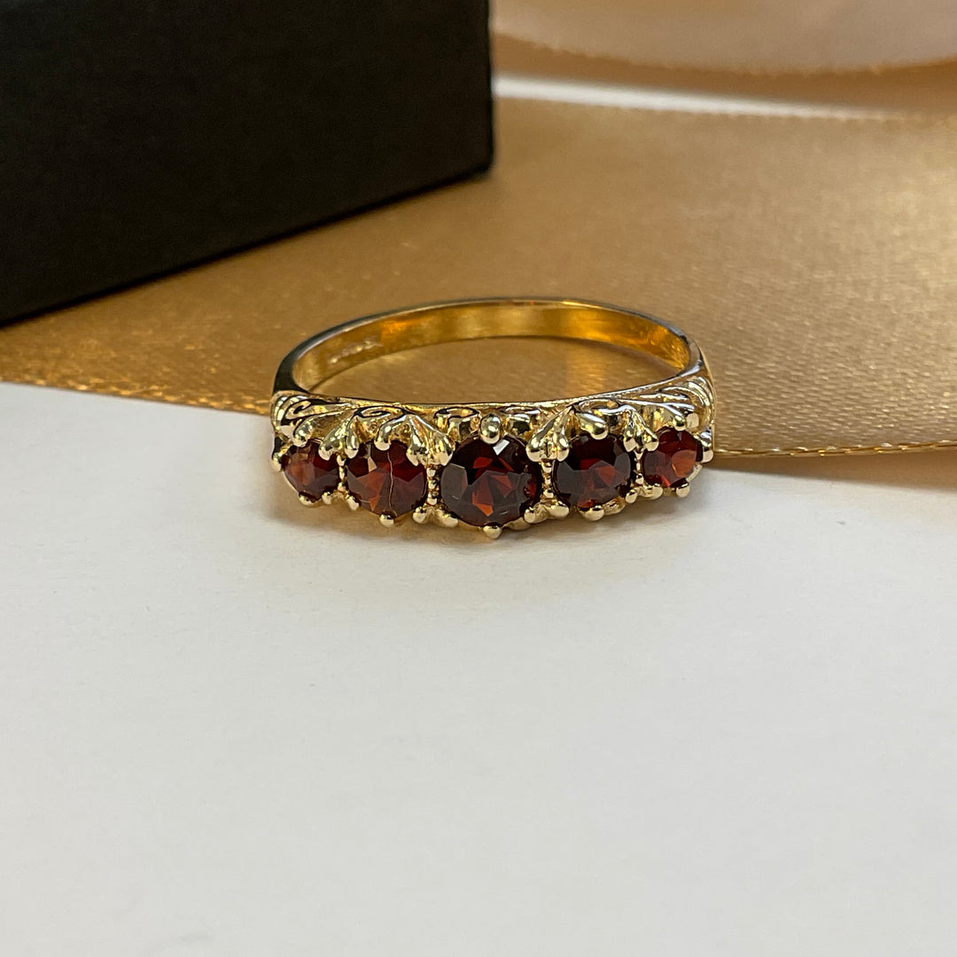 9ct Yellow Gold Garnet Eternity Ring