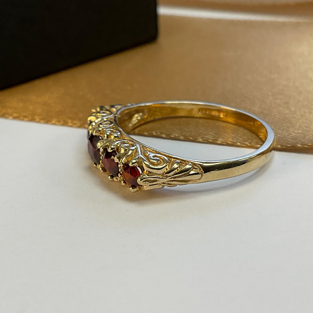 9ct Yellow Gold Garnet Eternity Ring