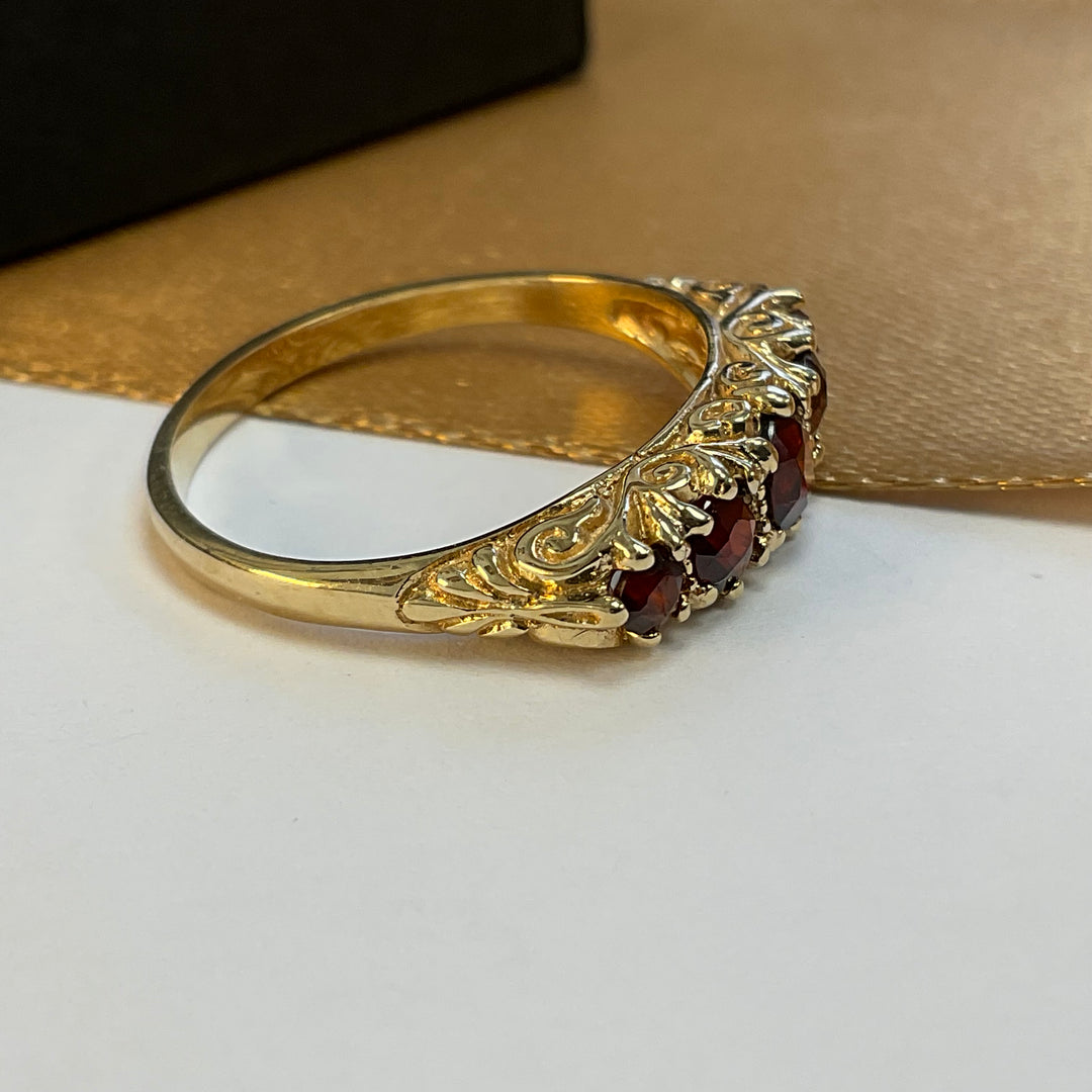 9ct Yellow Gold Garnet Eternity Ring