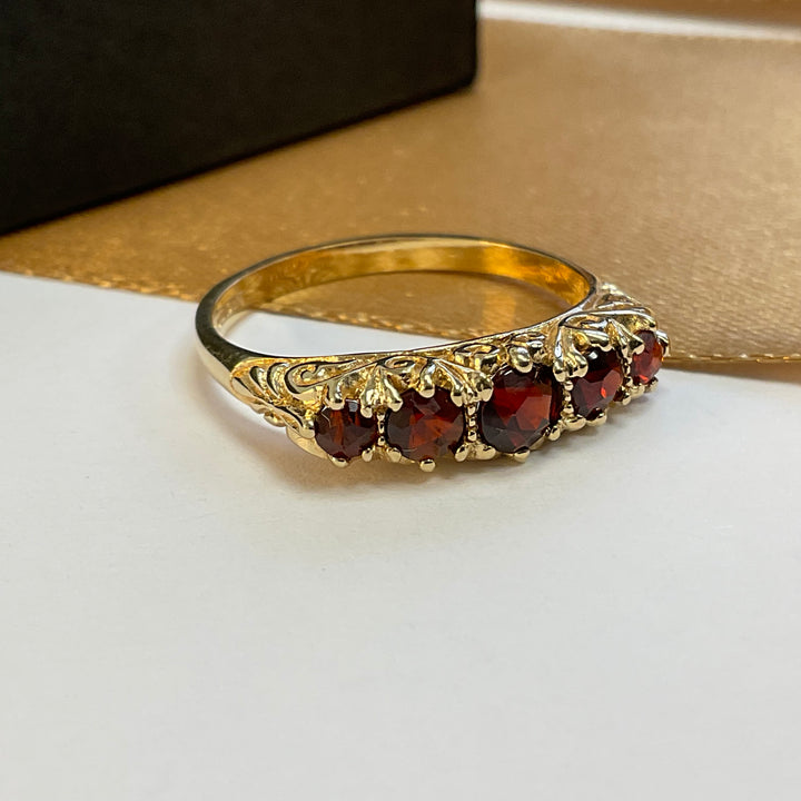 9ct Yellow Gold Garnet Eternity Ring