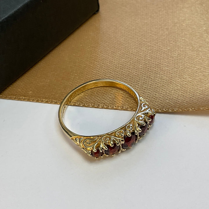 9ct Yellow Gold Garnet Eternity Ring