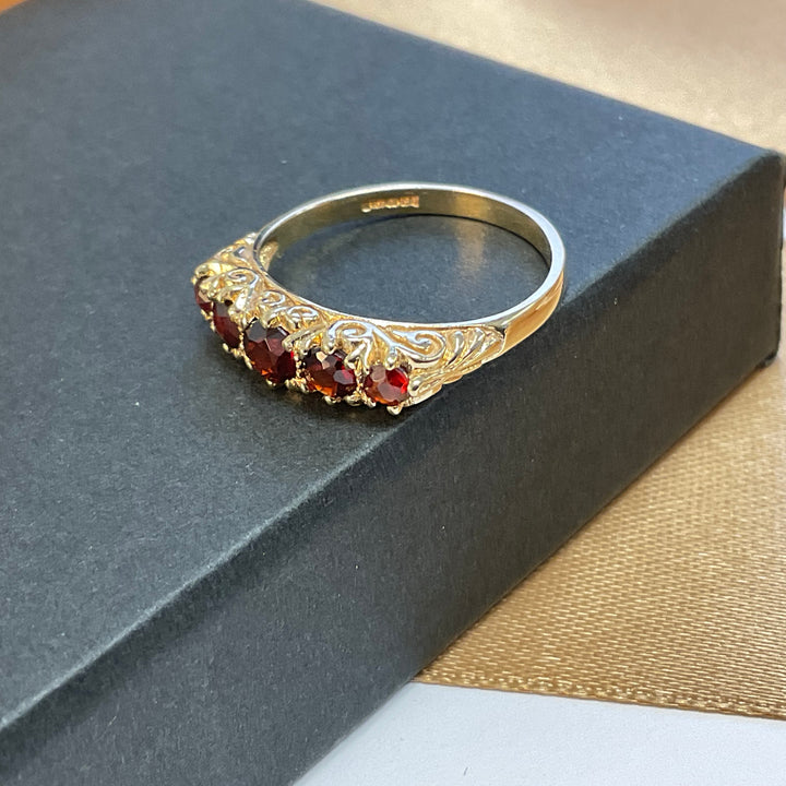 9ct Yellow Gold Garnet Eternity Ring