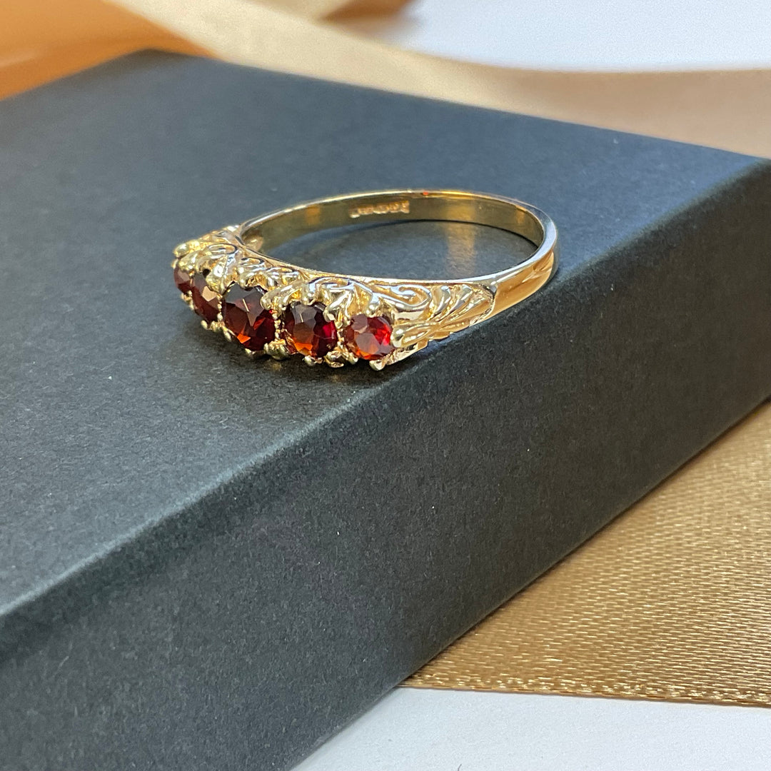 9ct Yellow Gold Garnet Eternity Ring