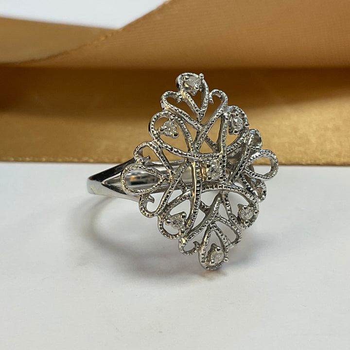 9ct White Gold Diamond Dress Ring