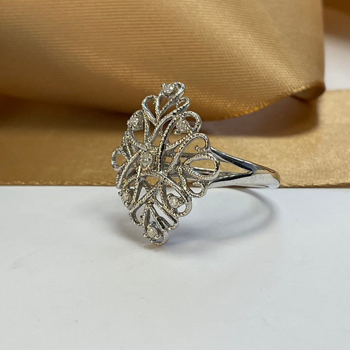 9ct White Gold Diamond Dress Ring