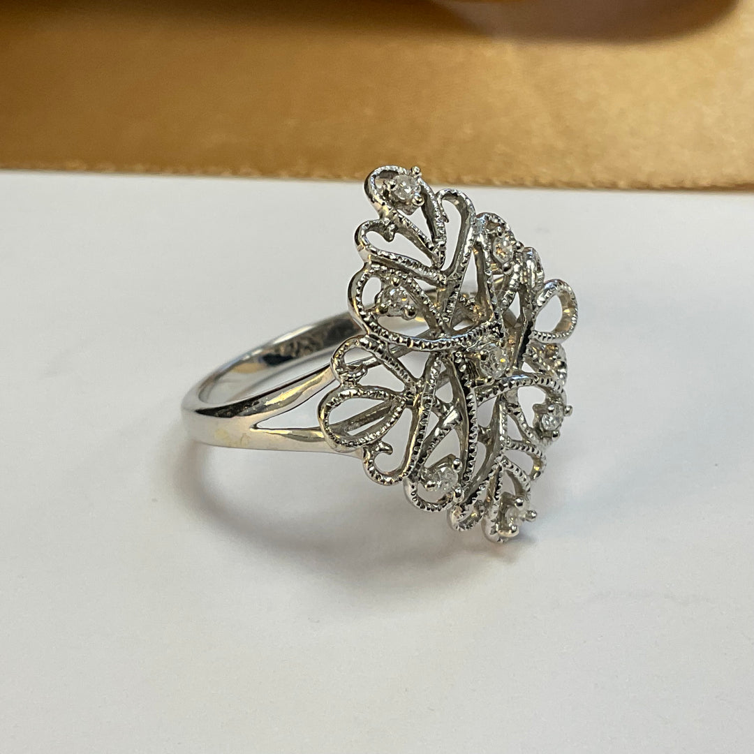 9ct White Gold Diamond Dress Ring