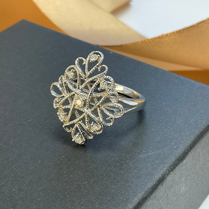 9ct White Gold Diamond Dress Ring