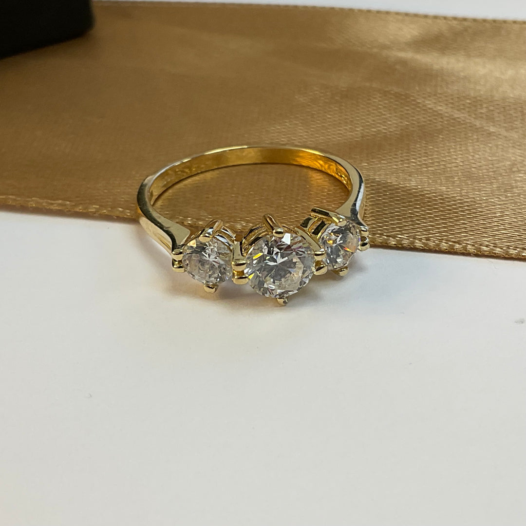 9ct Yellow Gold Cubic Zirconia Trilogy Dress Ring