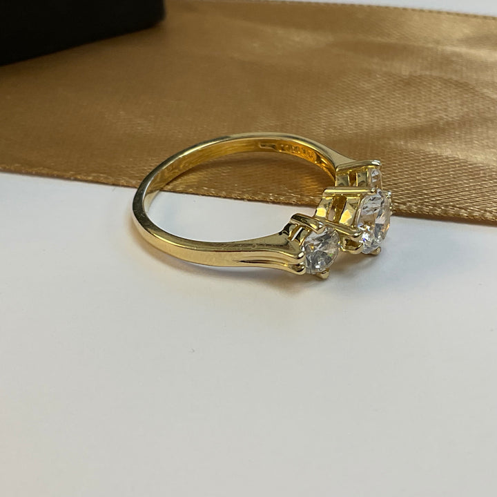 9ct Yellow Gold Cubic Zirconia Trilogy Dress Ring