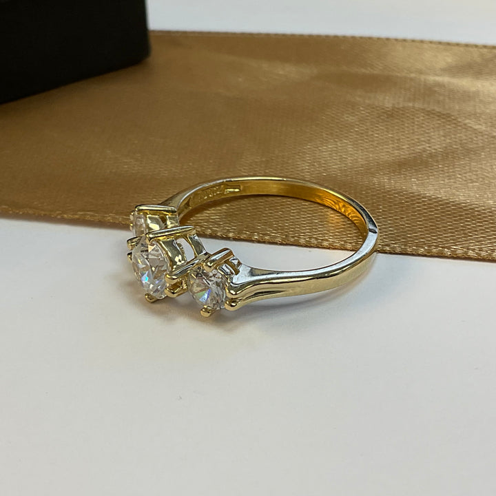 9ct Yellow Gold Cubic Zirconia Trilogy Dress Ring