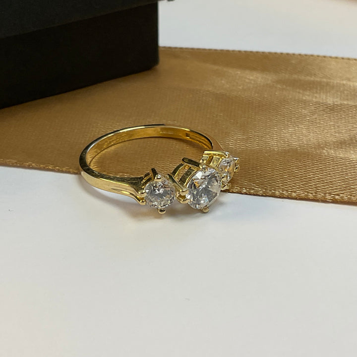 9ct Yellow Gold Cubic Zirconia Trilogy Dress Ring