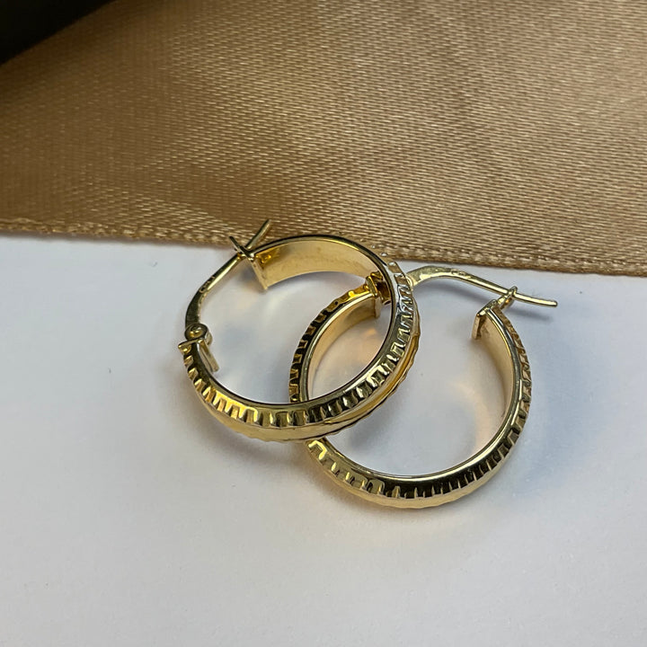 9ct Yellow Gold Ribbed Hoop Earrings