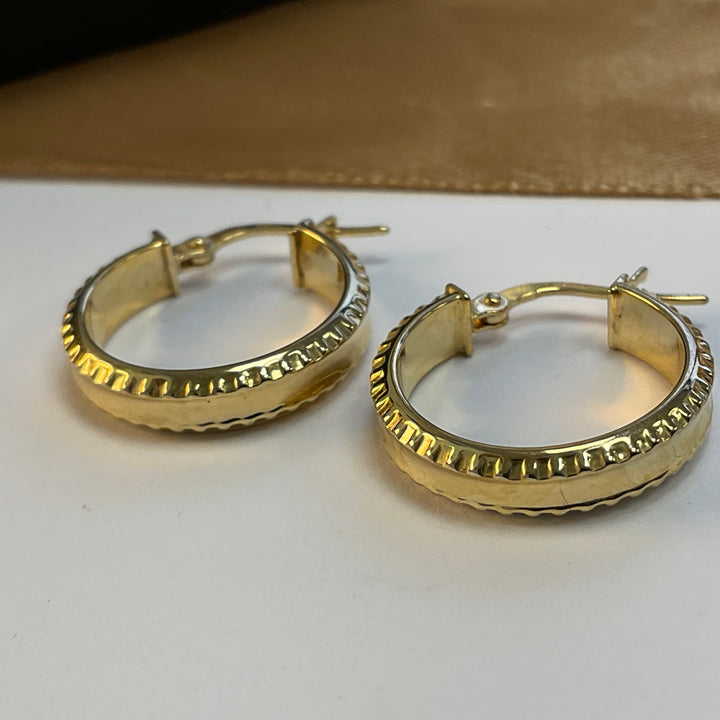 9ct Yellow Gold Ribbed Hoop Earrings