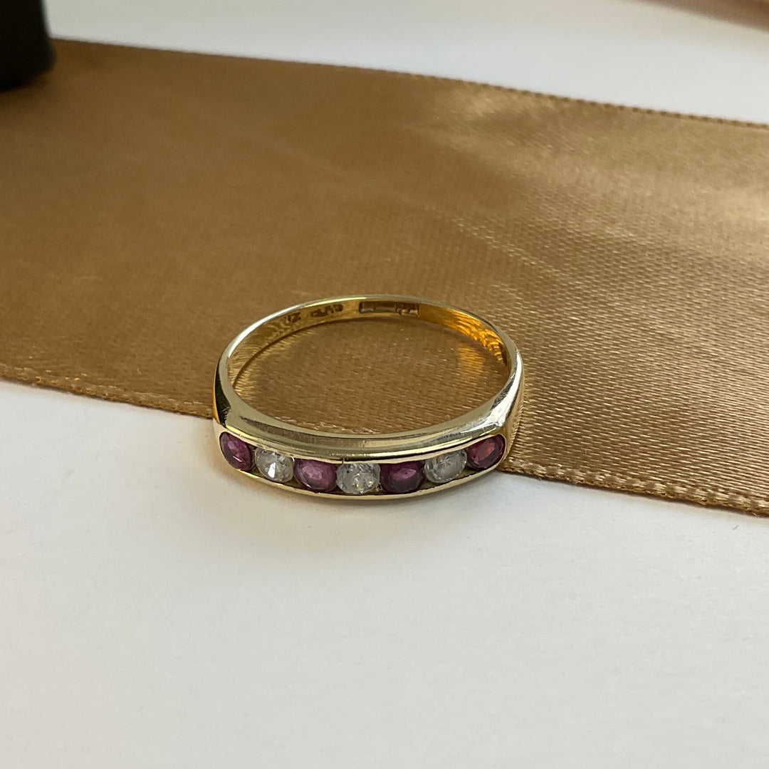 9ct Yellow Gold Ruby and Cubic Zirconia Eternity Ring