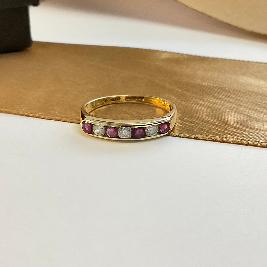 9ct Yellow Gold Ruby and Cubic Zirconia Eternity Ring