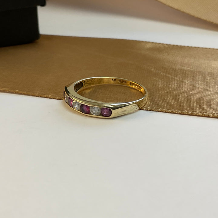 9ct Yellow Gold Ruby and Cubic Zirconia Eternity Ring