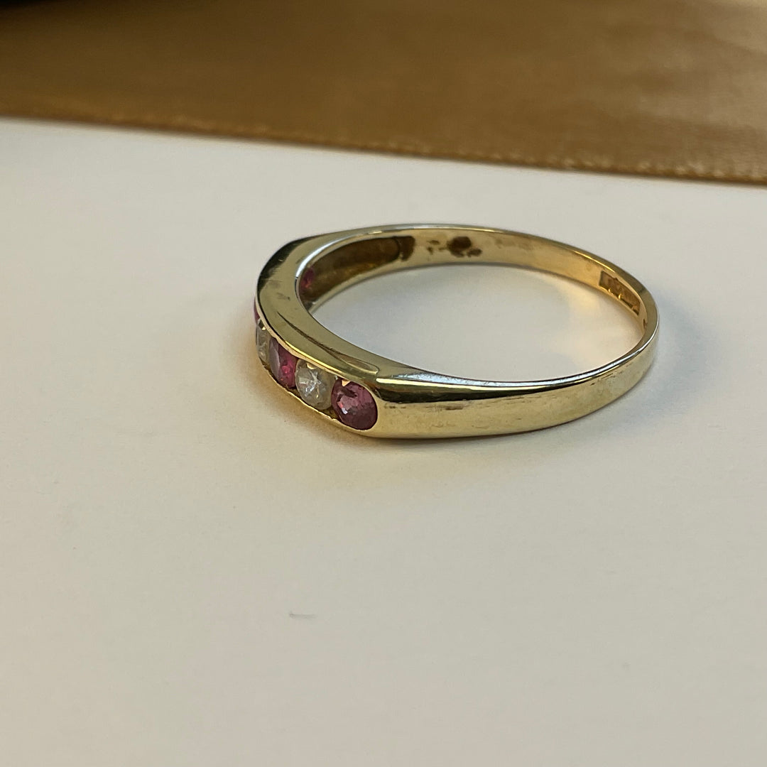 9ct Yellow Gold Ruby and Cubic Zirconia Eternity Ring