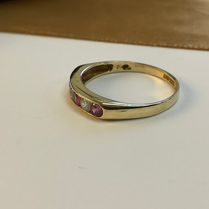 9ct Yellow Gold Ruby and Cubic Zirconia Eternity Ring