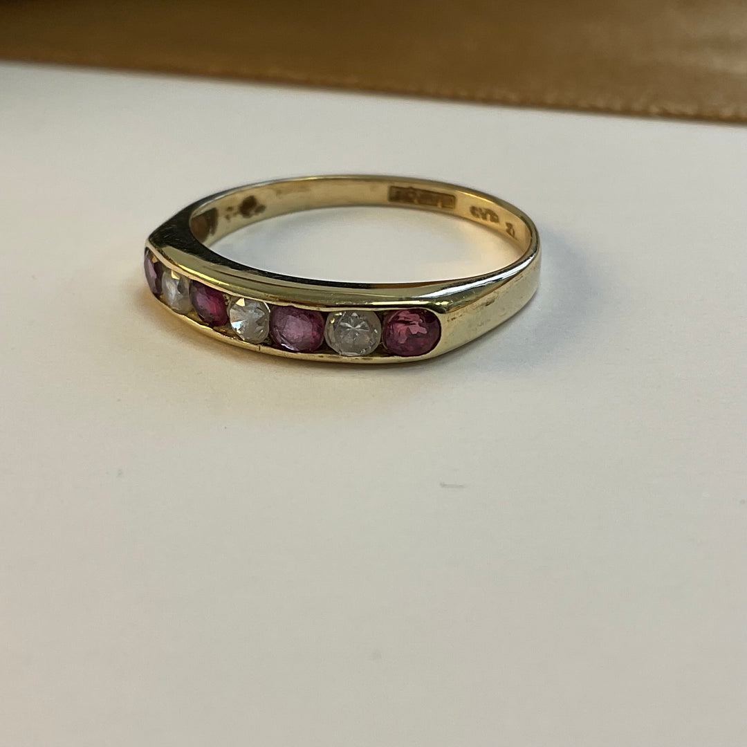 9ct Yellow Gold Ruby and Cubic Zirconia Eternity Ring