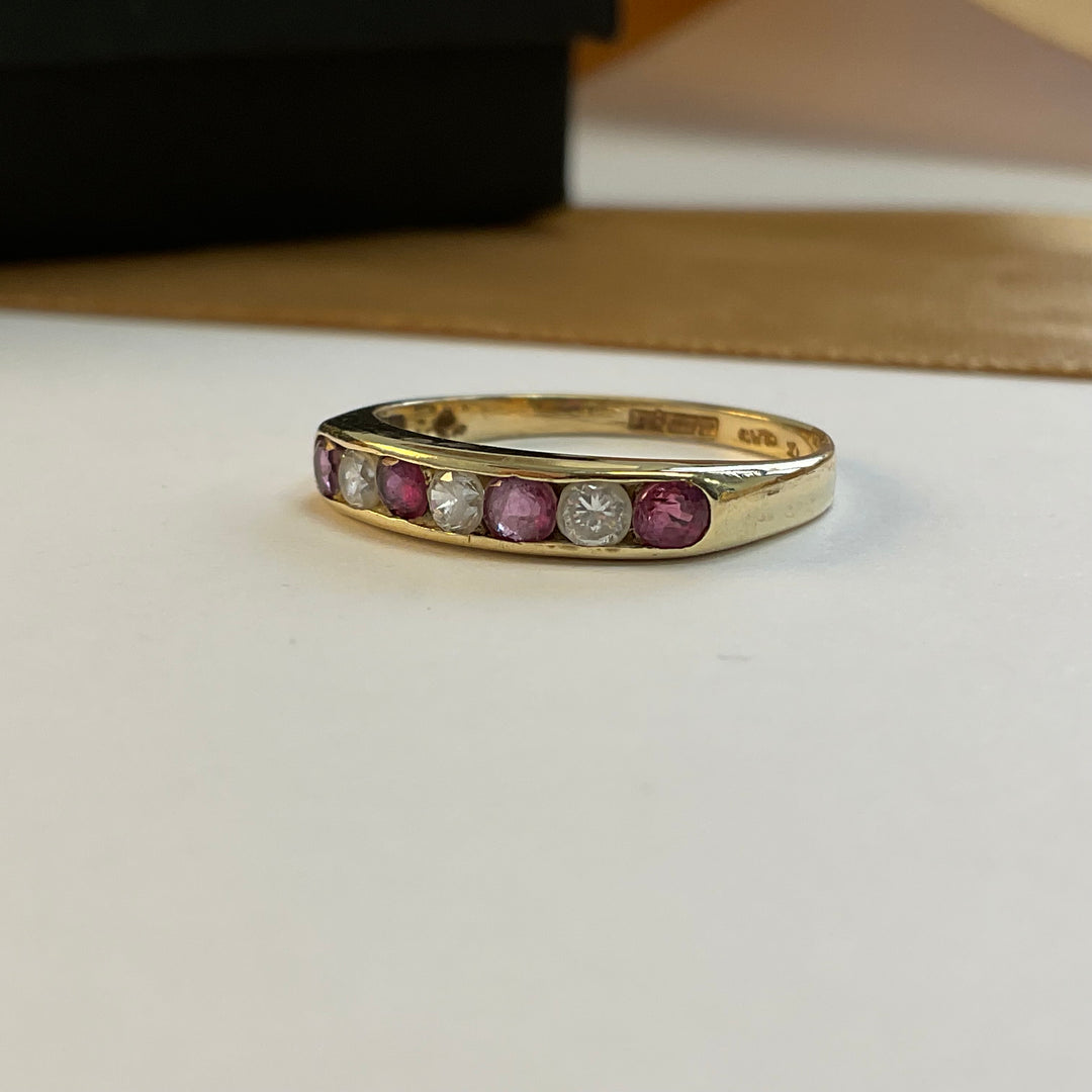 9ct Yellow Gold Ruby and Cubic Zirconia Eternity Ring