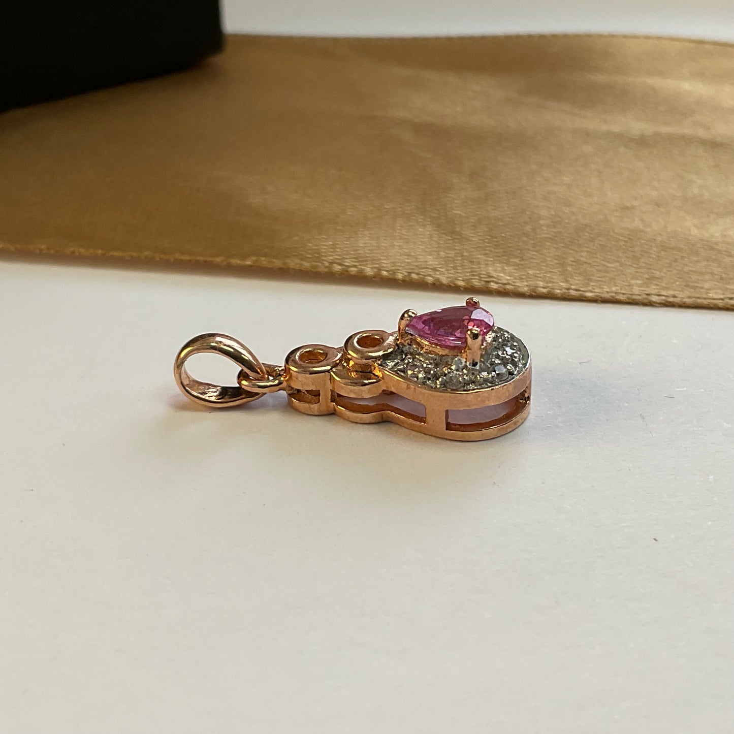9ct Rose Gold Pink and White Cubic Zirconia Pendant