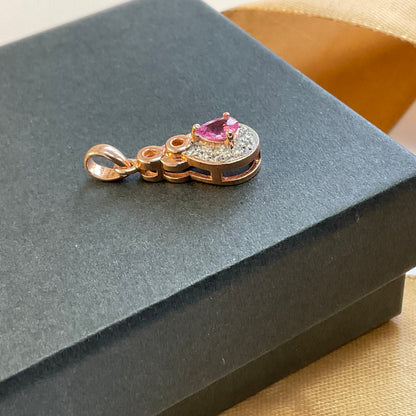 9ct Rose Gold Pink and White Cubic Zirconia Pendant