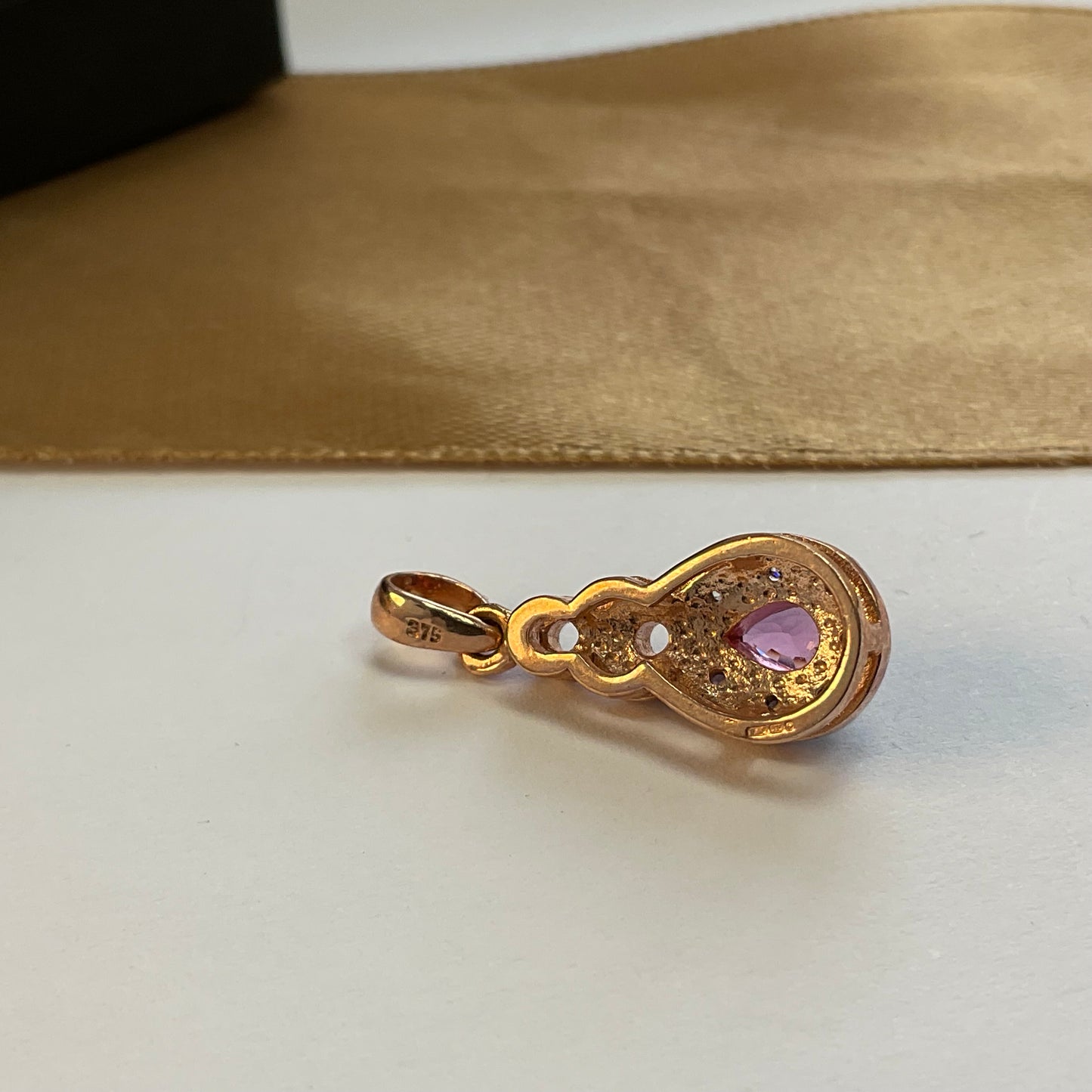 9ct Rose Gold Pink and White Cubic Zirconia Pendant