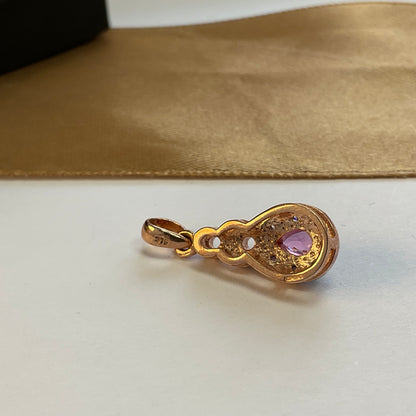 9ct Rose Gold Pink and White Cubic Zirconia Pendant