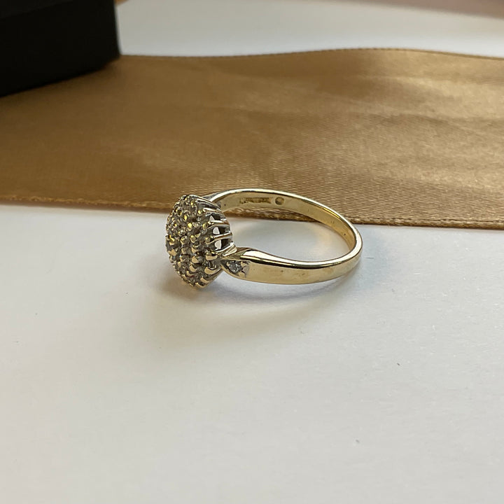 9ct Yellow Gold Cubic Zirconia Cluster Ring