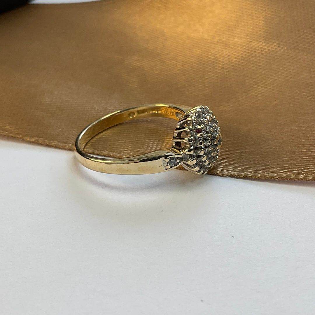 9ct Yellow Gold Cubic Zirconia Cluster Ring