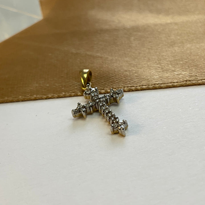 9ct Yellow Gold Diamond Cross - Small