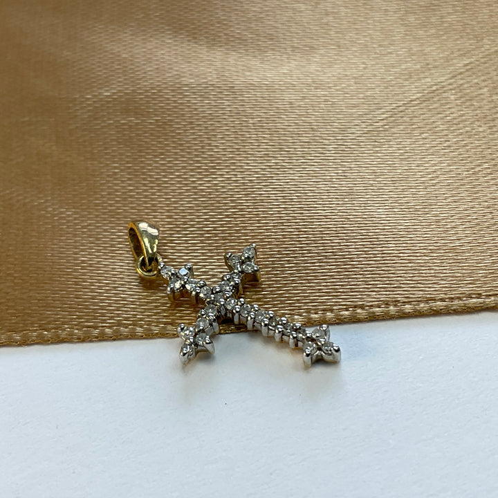 9ct Yellow Gold Diamond Cross - Small