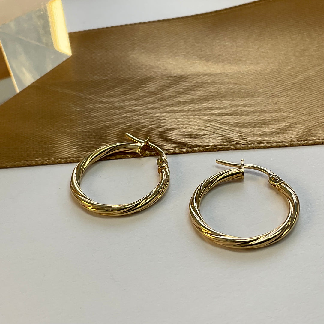 9ct Yellow Gold Twisted Hoop Earrings