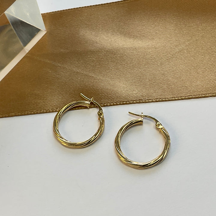 9ct Yellow Gold Twisted Hoop Earrings