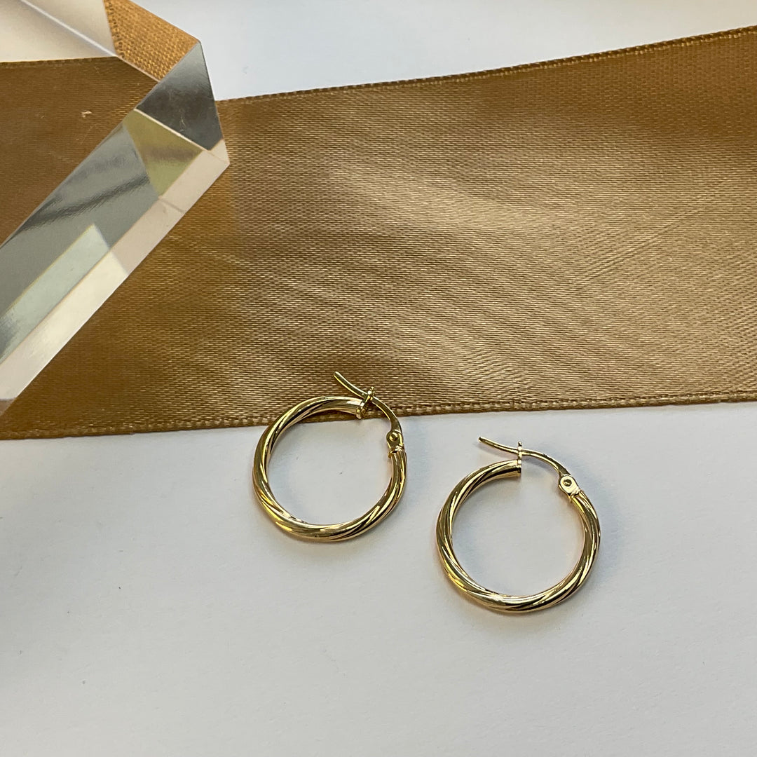 9ct Yellow Gold Twisted Hoop Earrings