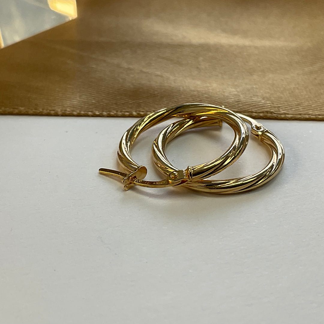 9ct Yellow Gold Twisted Hoop Earrings