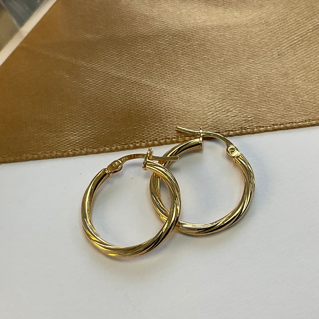 9ct Yellow Gold Twisted Hoop Earrings