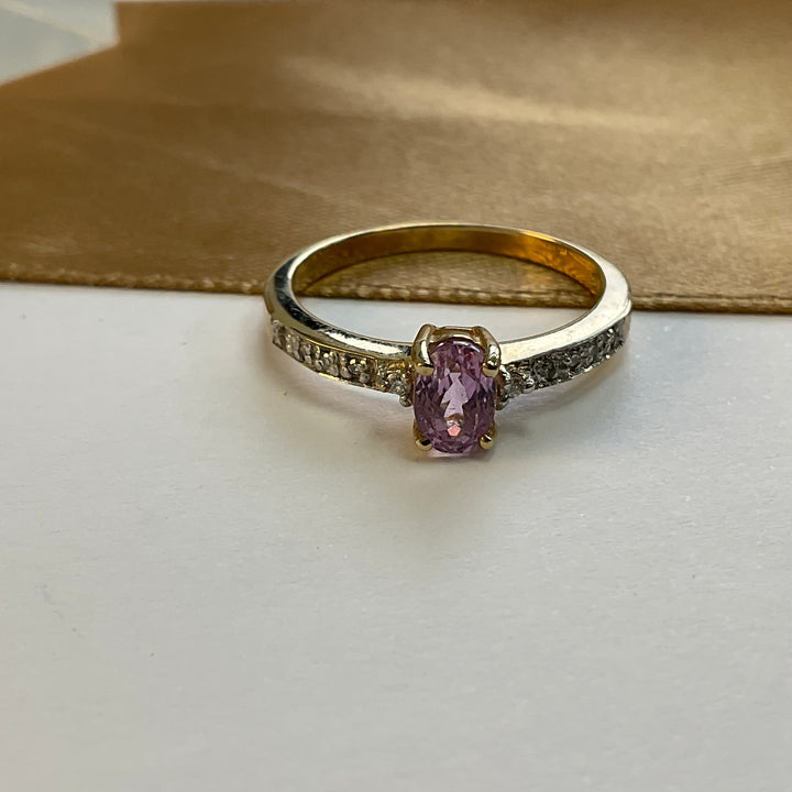 9ct Yellow Gold Pink Sapphire and Diamond Dress Ring