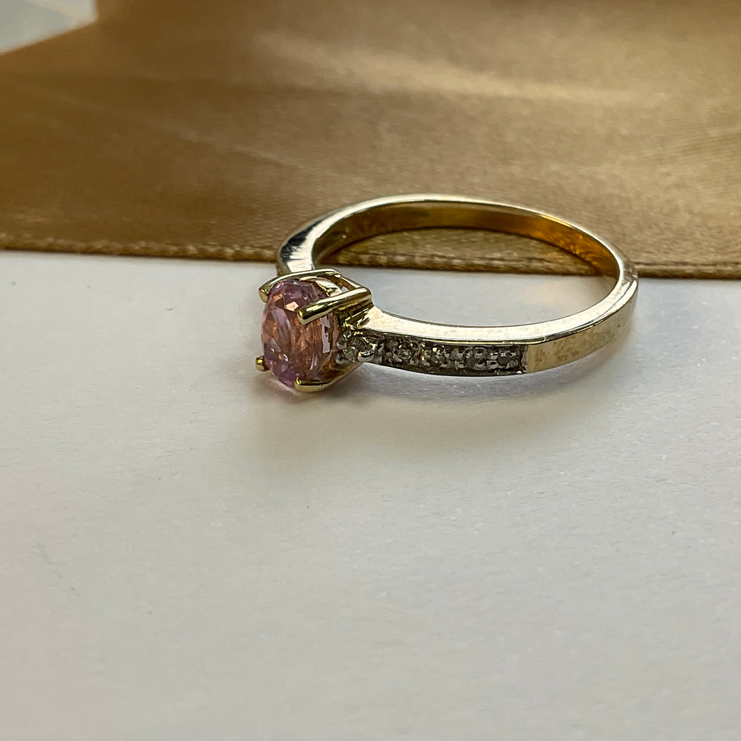 9ct Yellow Gold Pink Sapphire and Diamond Dress Ring