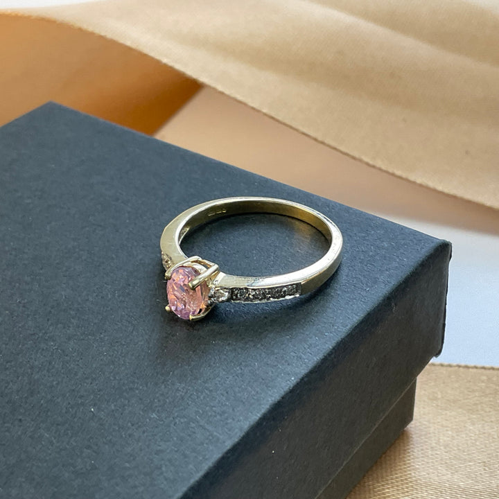 9ct Yellow Gold Pink Sapphire and Diamond Dress Ring