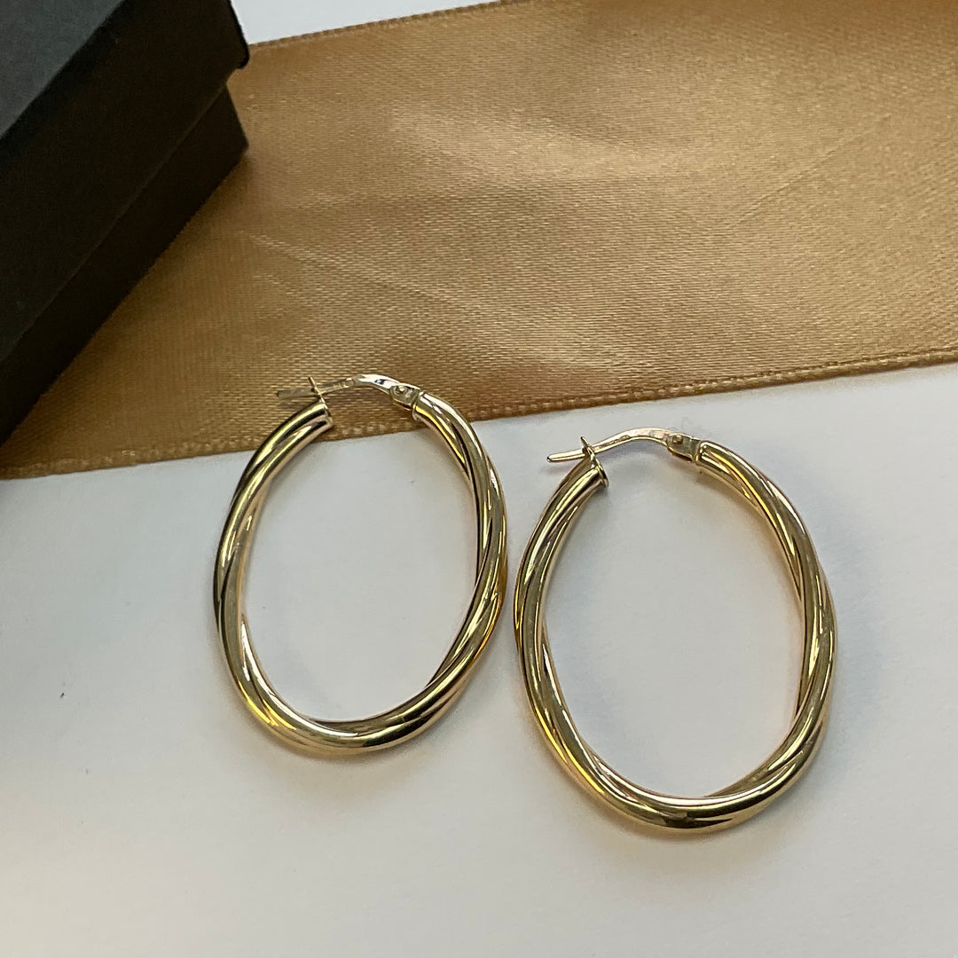 9ct Yellow Gold Twisted Hoop Earrings