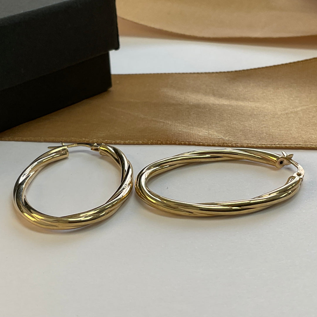 9ct Yellow Gold Twisted Hoop Earrings