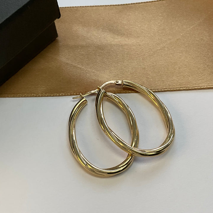 9ct Yellow Gold Twisted Hoop Earrings