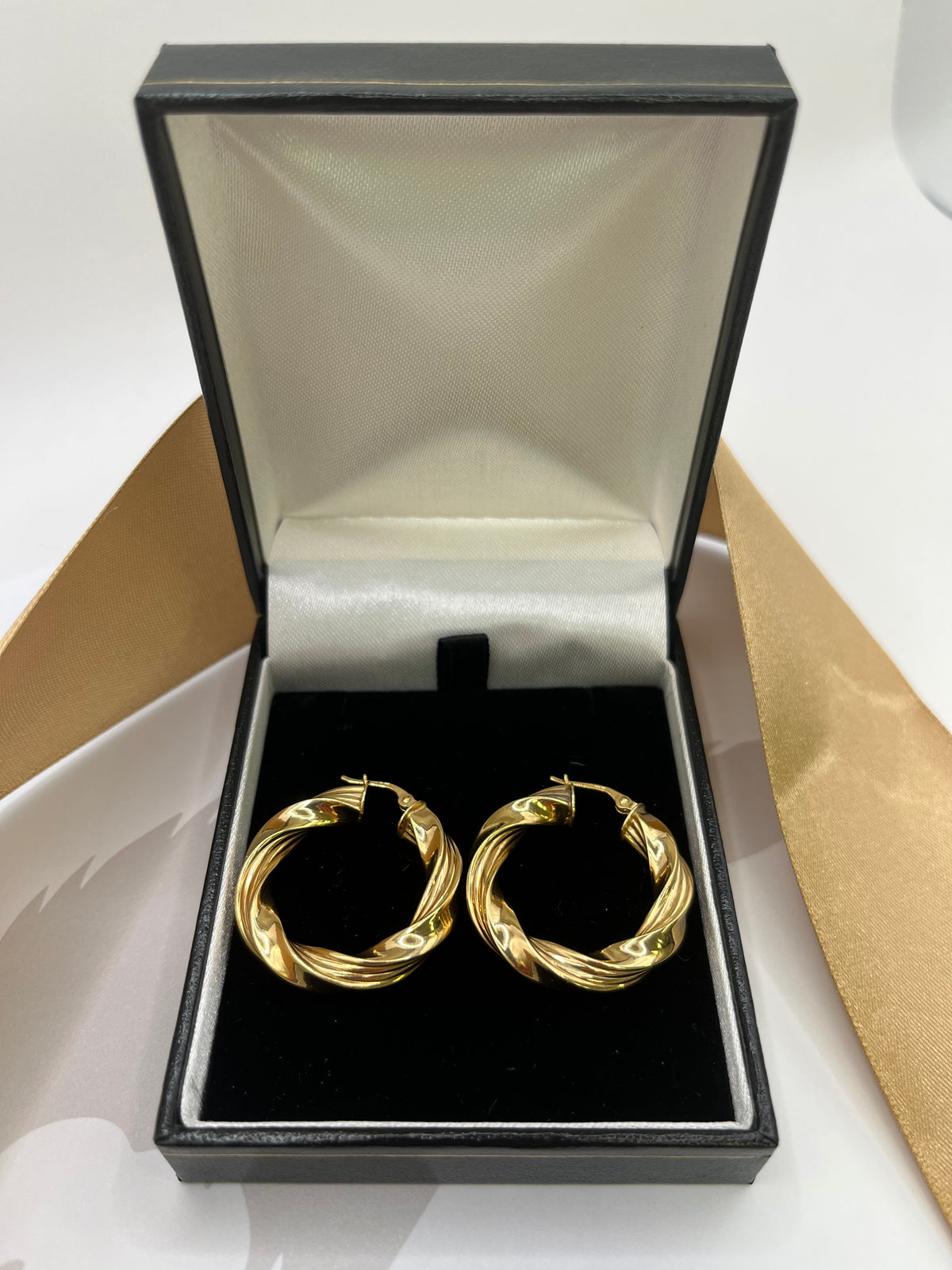 9ct Yellow Gold Twisted Rope Hoop Earrings